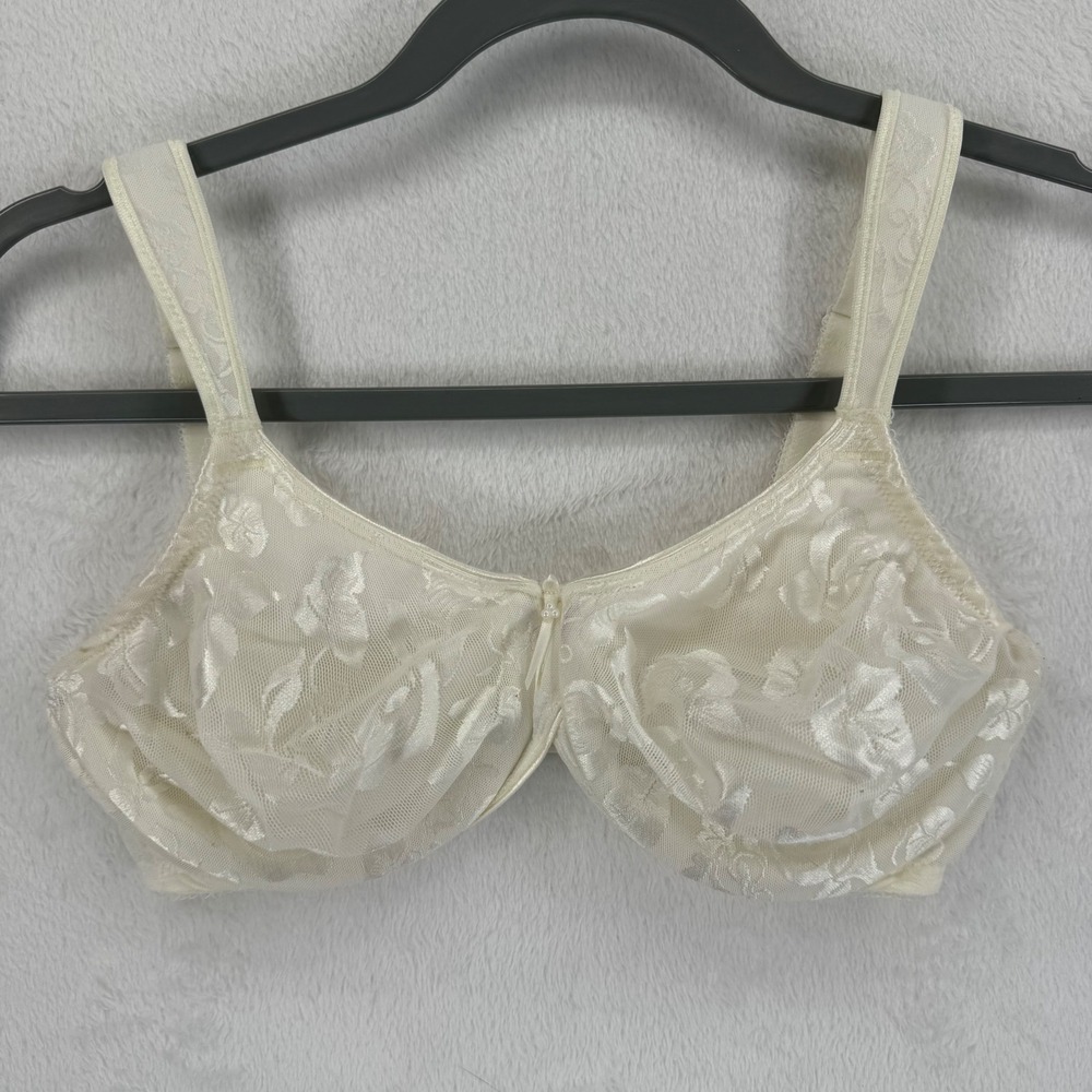 Wacoal 85567 Ivory Floral Lace Underwire Bra Size 34D Adjustable Straps
